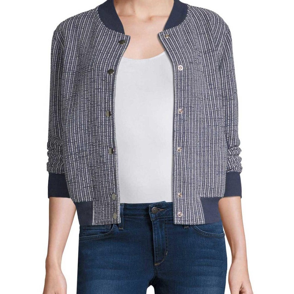 sol angeles vertical stripe bomber jacket